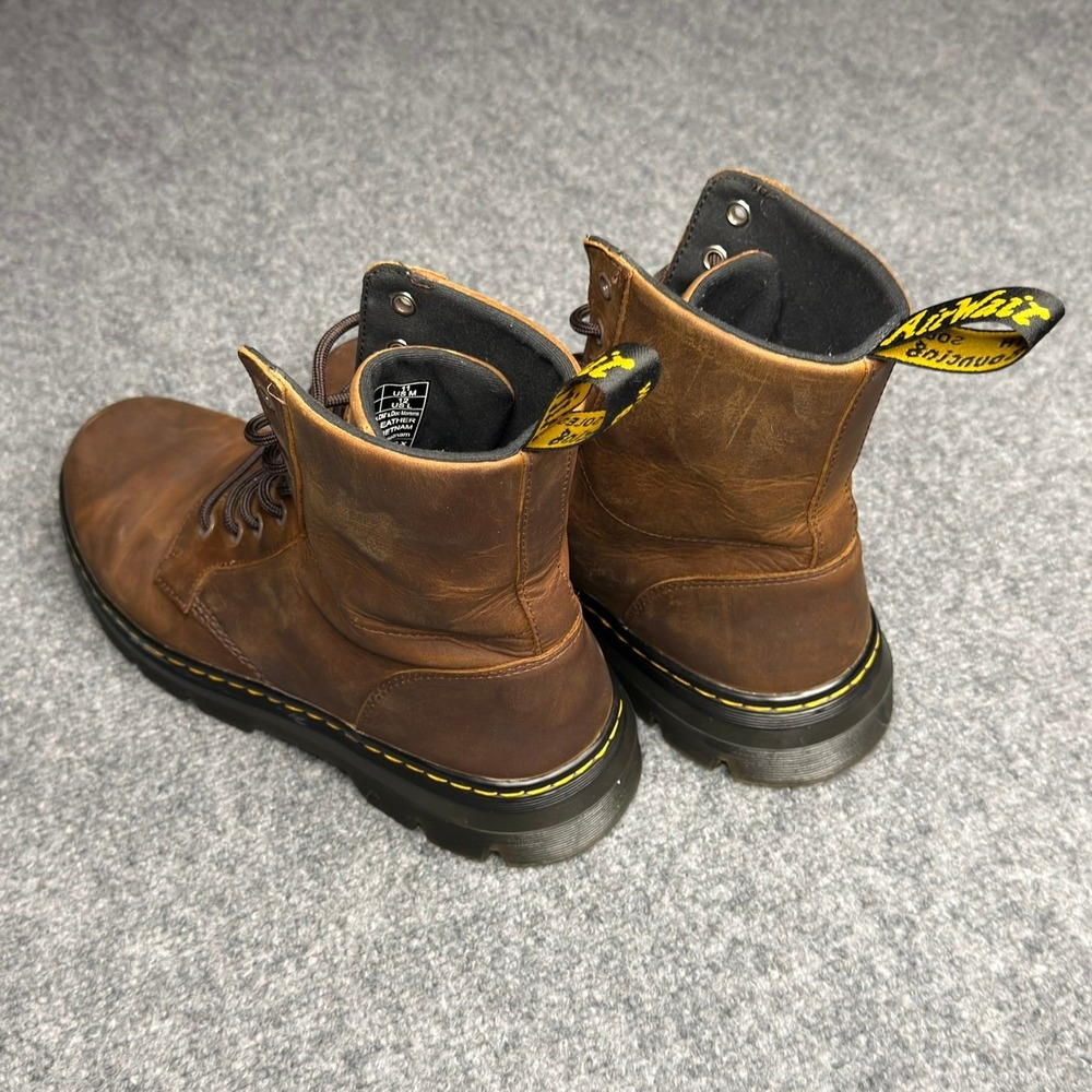Dr. Martens Combs Leather 8-Eye Combat Boots Brown Crazy Horse Mens 11 Womens 12 - Picture 4 of 9